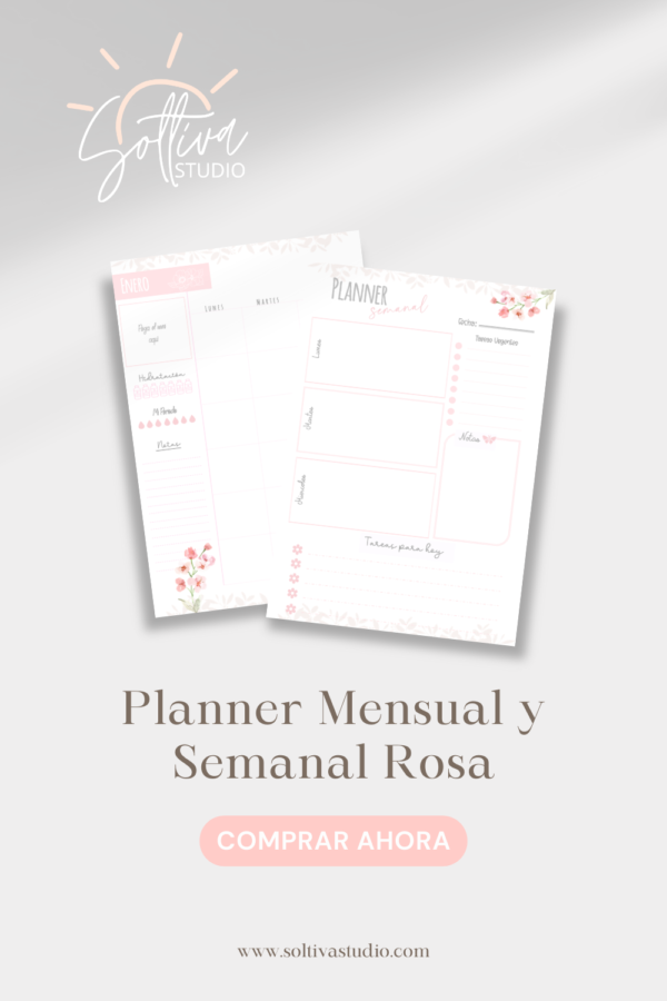 Planner Mensual Semanal Rosa - Imagen 3