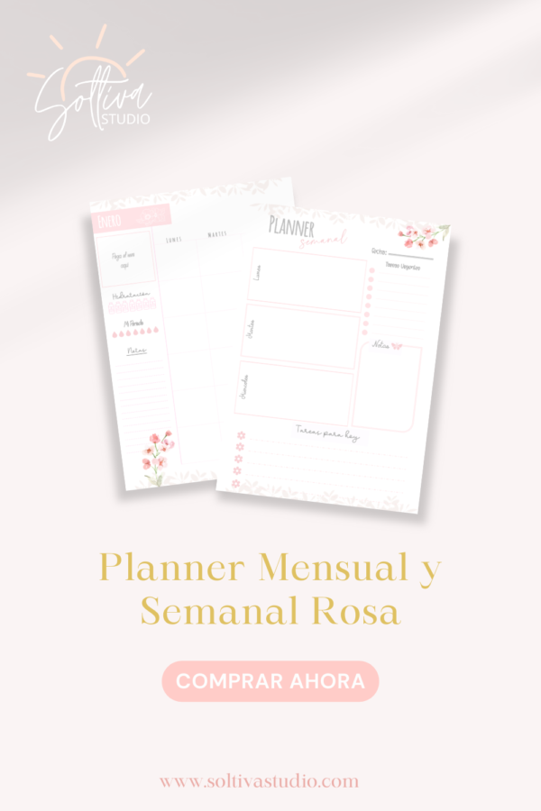 Planner Mensual Semanal Rosa - Imagen 2